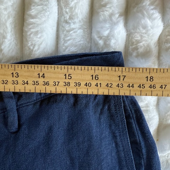 Poetry 100% Linen Pants Sz 12 Blue Wide Leg High‎ Rise Topstitched Welt Pockets - Picture 8 of 11
